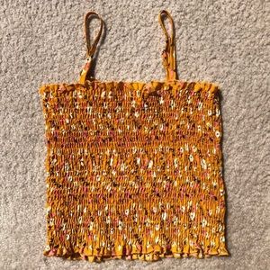 Stretchy orange floral crop top size: S